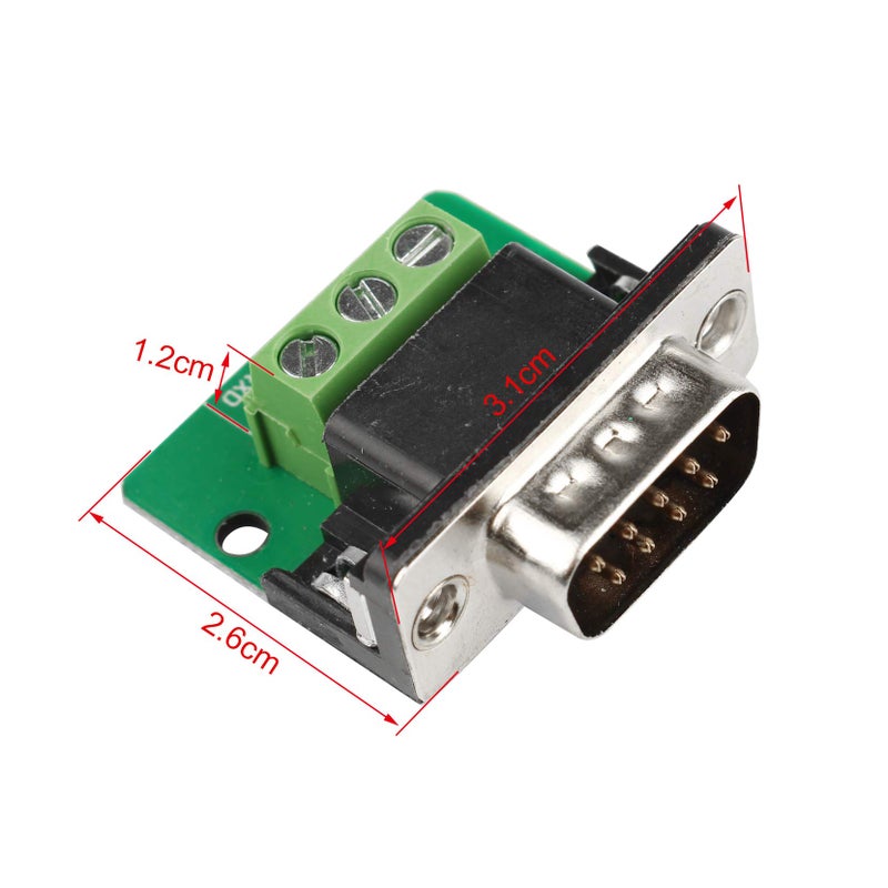 Futheda 2PCS D-sub DB9 Interface Breakout Board Connector 9 Pin 2 Row Male RS-232 Serial Port Solderless Terminal Block Adapter - Image 4